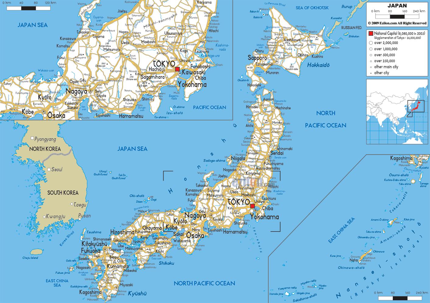 Автомобильные дороги Японии карта